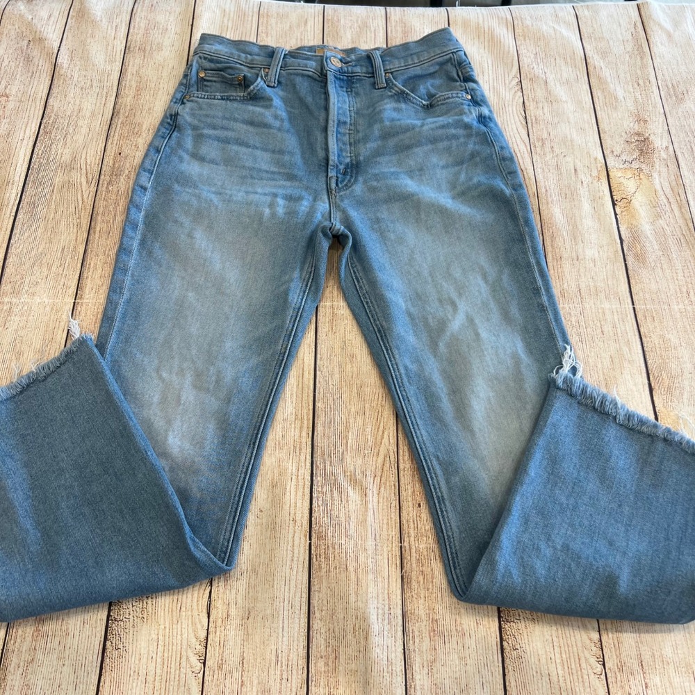 Mother The Tripper Flood Fray Jeans Look Ma No Hands Light Wash 27 High Rise - Picture 3 of 12